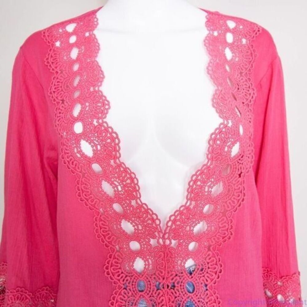 La Blanca pointelle cotton pink tunic, coverup size M‎ - Picture 5 of 16